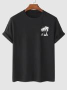 Baskılı Oversize Bisiklet Yaka T-shirt - Siyah resmi